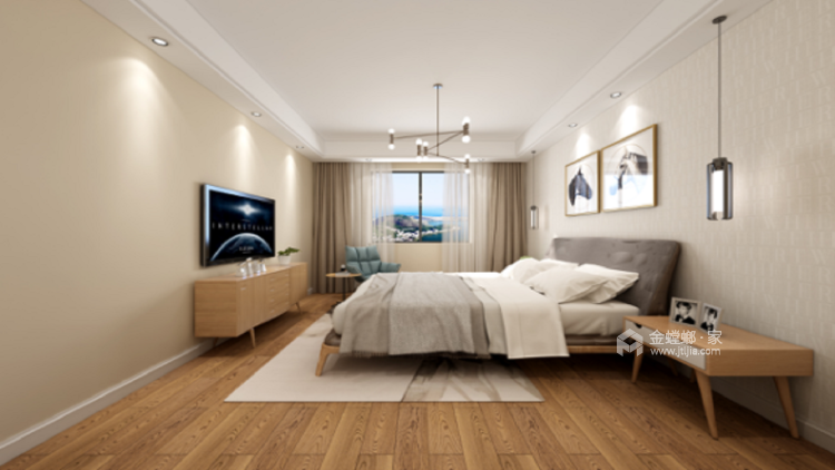 现代简约完美收纳的140平四居室-卧室效果图及设计说明