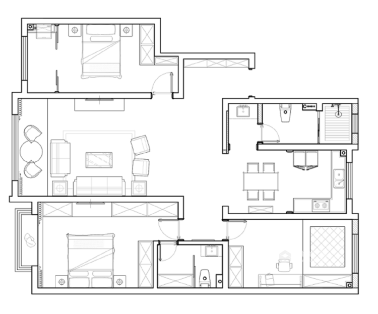 北欧原木160平休闲幸福的家-平面设计图及设计说明