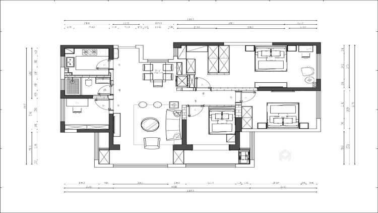 135平新中式三居室，享受茶艺之道淳朴生活-平面设计图及设计说明