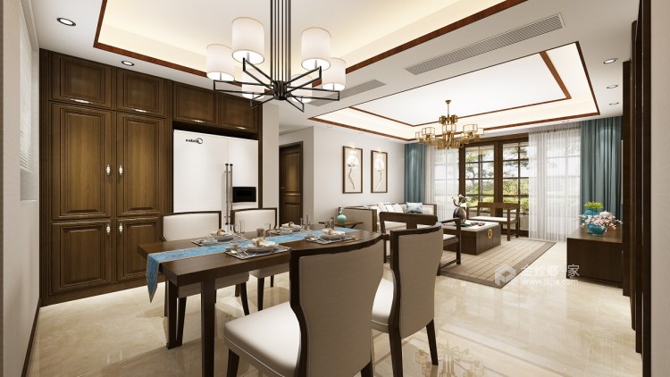 135平新中式三居室，享受茶艺之道淳朴生活-餐厅效果图及设计说明