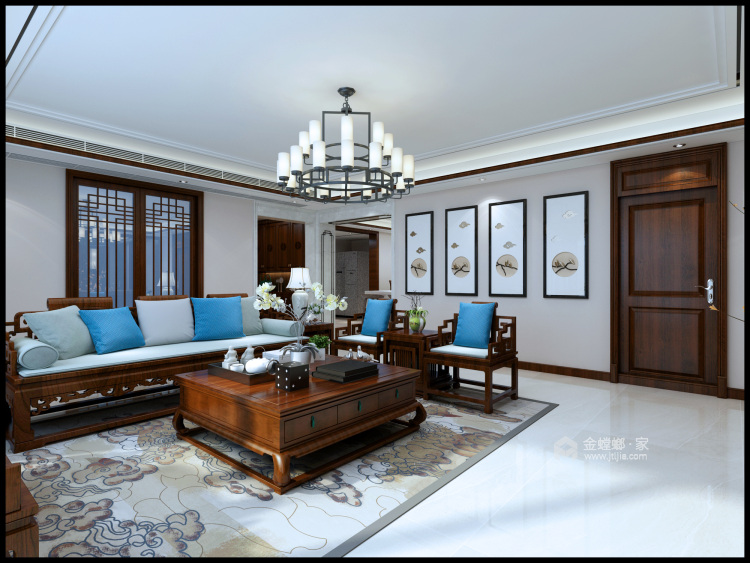 古色古香如此优雅，新中式大宅的格调！-客厅效果图及设计说明