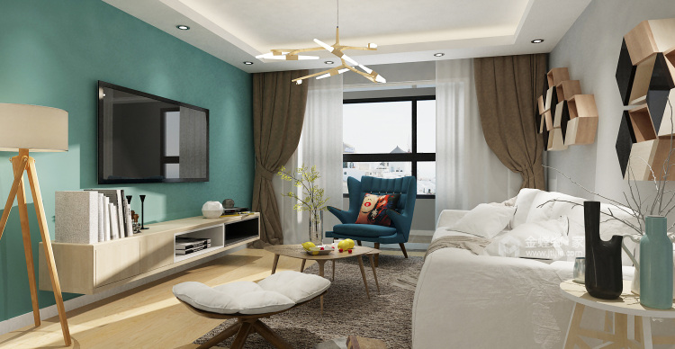 105平北欧原木温馨舒适，幸福就是这么简单-客厅效果图及设计说明