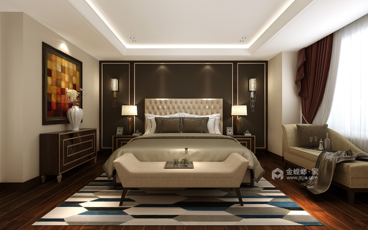 170平沉稳优雅中式风格，清爽干练-卧室效果图及设计说明