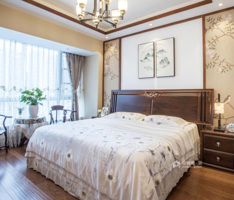 121平现代与中式的完美融合-卧室效果图及设计说明
