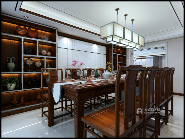 古色古香如此优雅，新中式大宅的格调！-餐厅效果图及设计说明