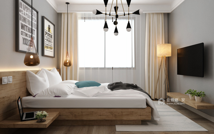 105平北欧原木温馨舒适，幸福就是这么简单-卧室效果图及设计说明