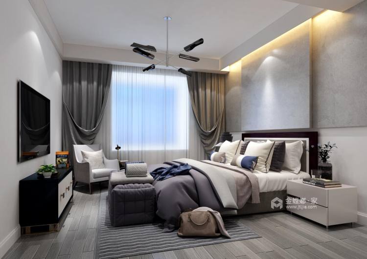 一家三口钟情的现代简约风格，美观又实用-卧室效果图及设计说明