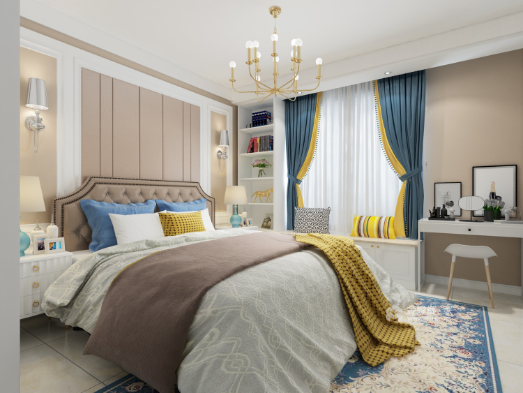 简洁温暖的基调，幸福的三口之家-卧室效果图及设计说明