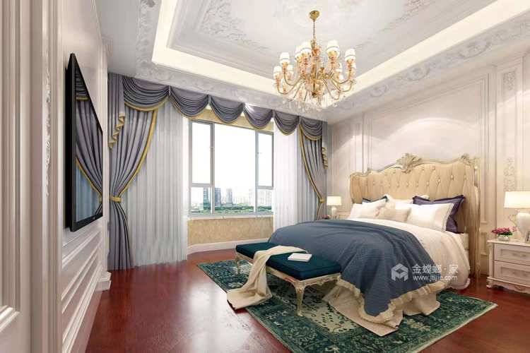 330平欧式风格 精致实用兼容，格调舒适并存-卧室效果图及设计说明
