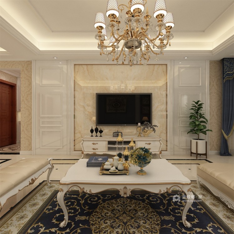 168平欧式奢华之美，完美展现品质生活-客厅效果图及设计说明