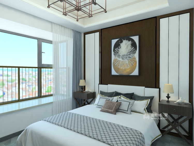 唐风古韵素空新中式，简洁质感-卧室效果图及设计说明