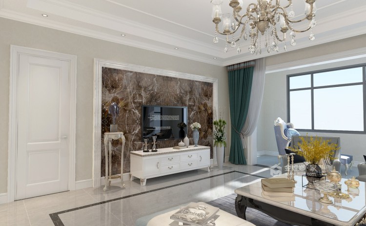 欧式风格装修，休闲式的贵气和浪漫-客厅效果图及设计说明
