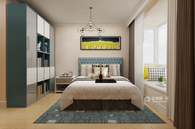 140平现代简约风三居，生活情调十足-卧室效果图及设计说明