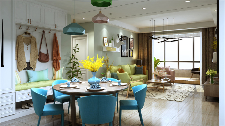 高颜值北欧风三居室小公寓，舒适惬意-餐厅效果图及设计说明