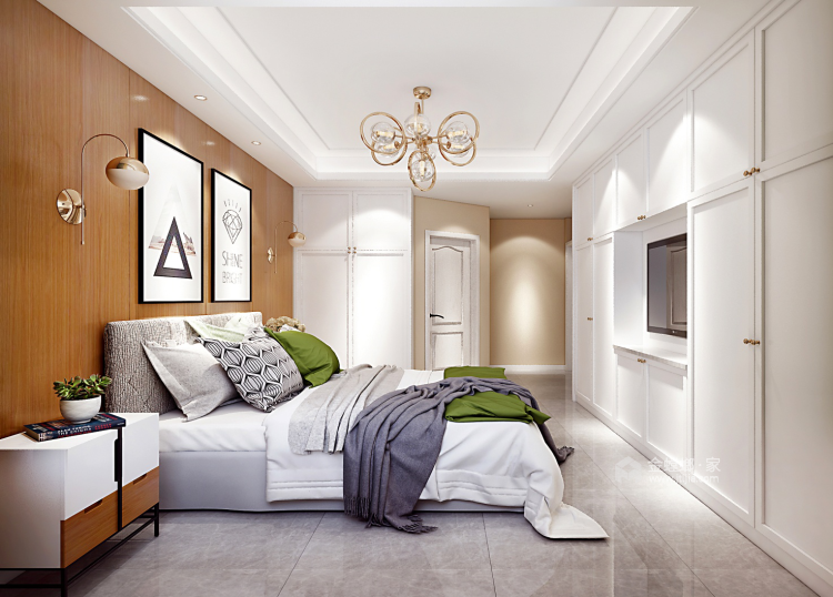 亮色点缀时尚优雅现代风-卧室效果图及设计说明