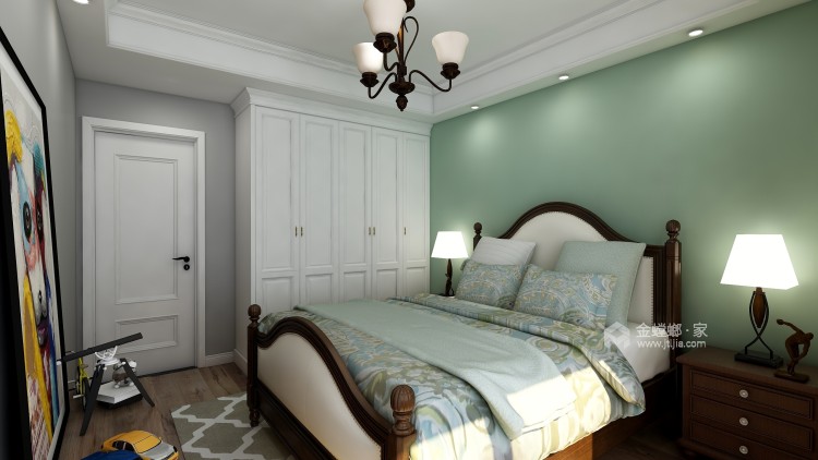 72平小巧温馨美式风格，品位十足-卧室效果图及设计说明