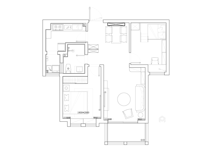 原木色89平现代风，两居室小户型的舒适生活-平面设计图及设计说明