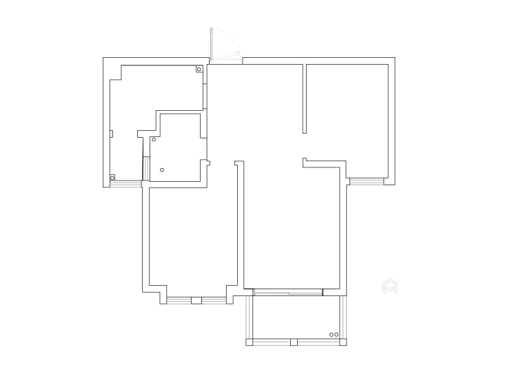 原木色89平现代风，两居室小户型的舒适生活-业主需求&原始结构图