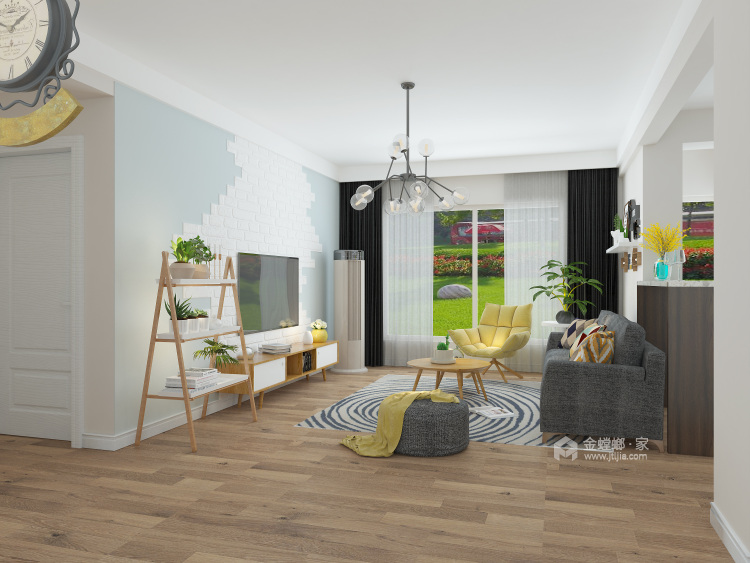简单大方北欧风，白色、浅灰色搭配很舒服-客厅效果图及设计说明