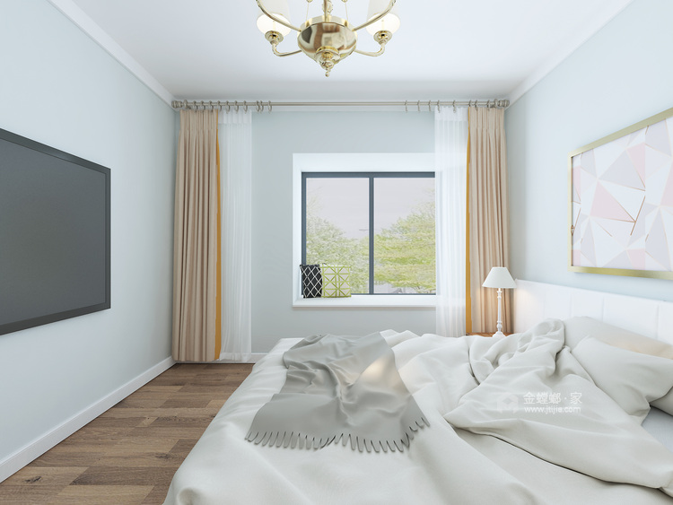 简单大方北欧风，白色、浅灰色搭配很舒服-卧室效果图及设计说明