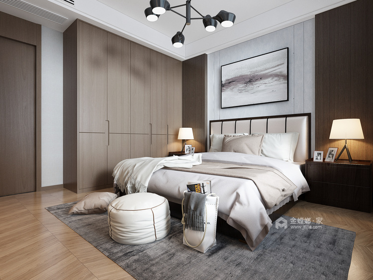 高冷灰打造摩登现代风，品位卓然-卧室效果图及设计说明