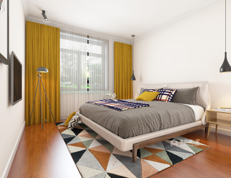 131平清新北欧风格，浅灰色舒适家-卧室效果图及设计说明