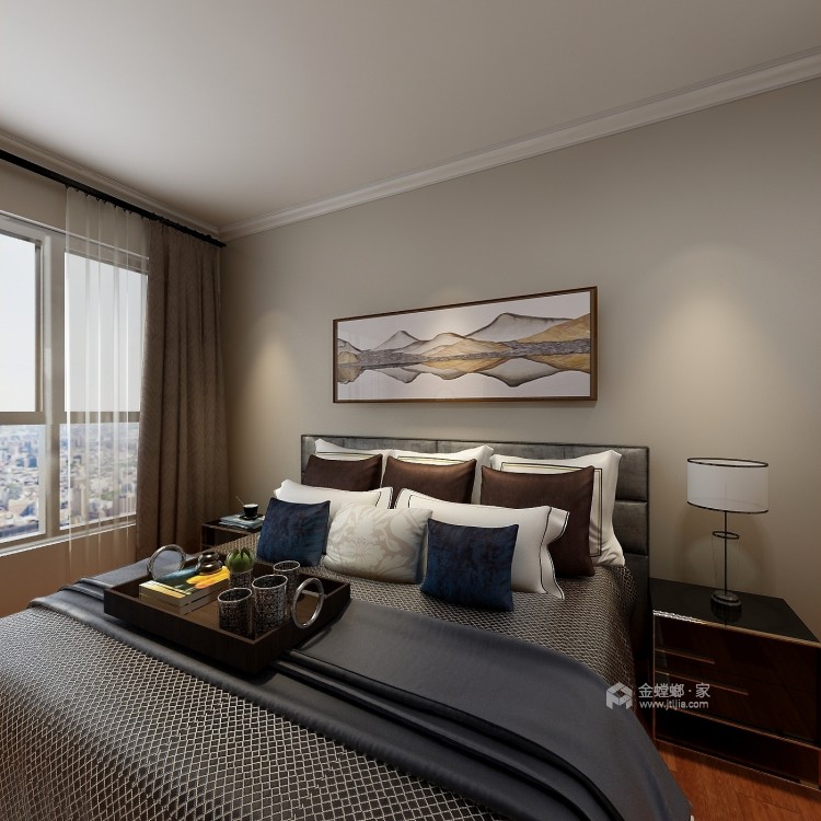 中心城三期98平淡色现代风-卧室效果图及设计说明