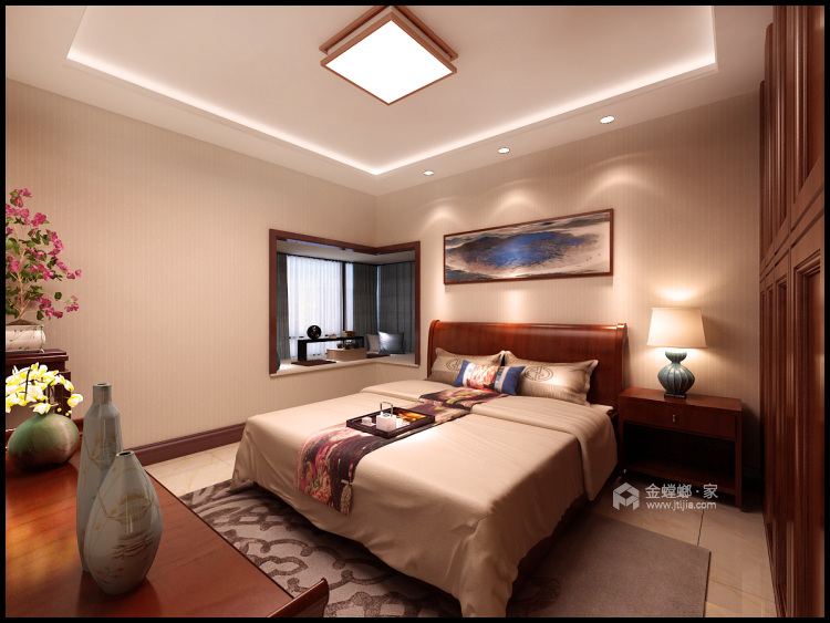 清雅端庄新中式风格，东方意境之美-卧室效果图及设计说明