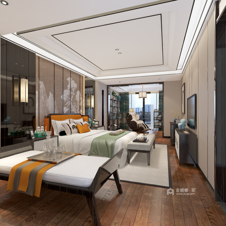 奢华新中式风格，处处彰显生活品质-卧室效果图及设计说明