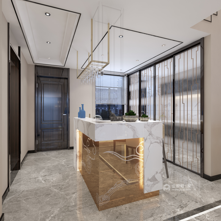 奢华新中式风格，处处彰显生活品质-客厅效果图及设计说明
