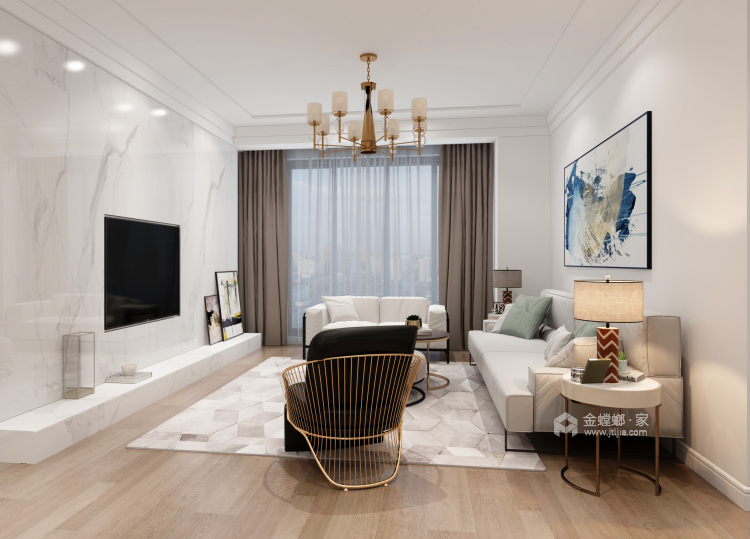 190平米现代风高品质的舒适家-客厅效果图及设计说明