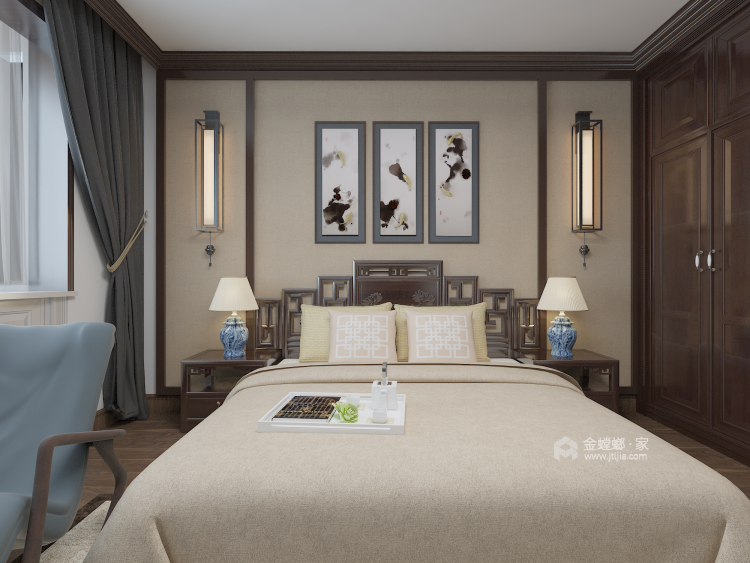 新中式风格装修探索独特的中国美-卧室效果图及设计说明