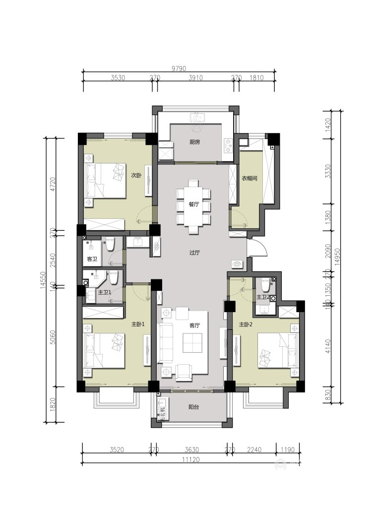 165平新中式风格大宅，素雅简洁-平面设计图及设计说明