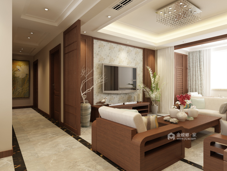 新中式风格装修 静品慢生活的美好-客厅效果图及设计说明