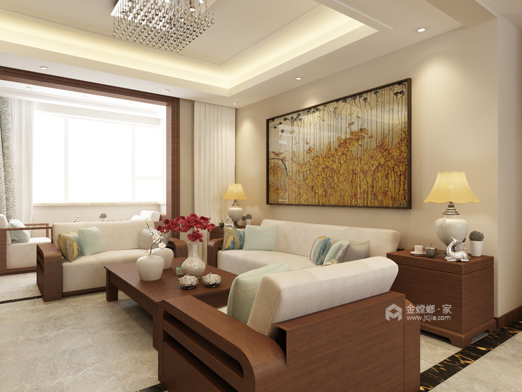 新中式风格装修 静品慢生活的美好-客厅效果图及设计说明
