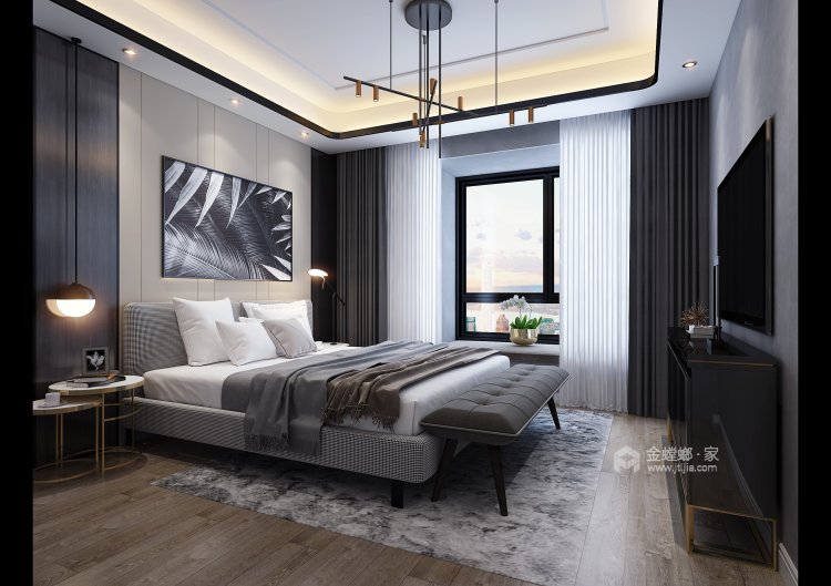 6米挑高客厅，188平轻奢现代风格-卧室效果图及设计说明