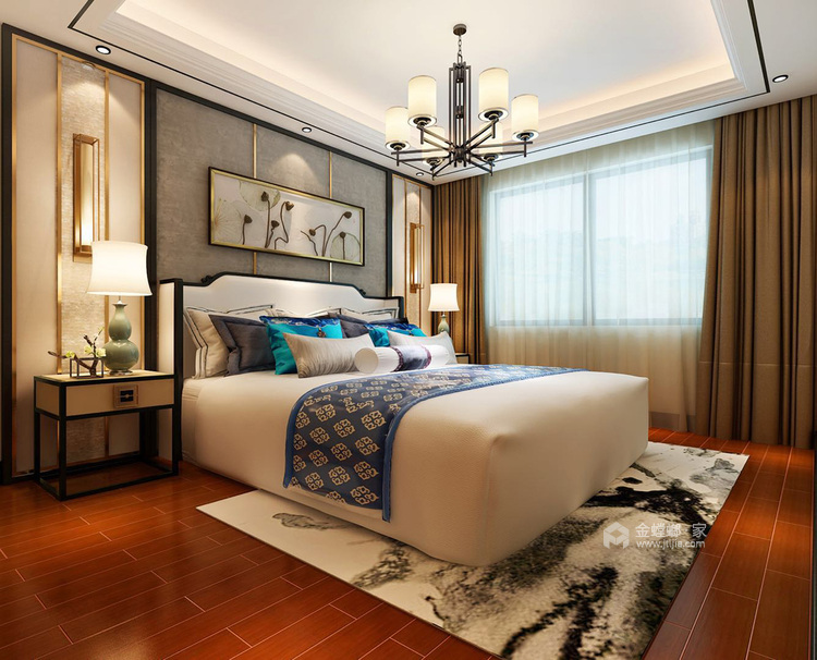 中式古典风格三居，中国人含蓄气质体现-卧室效果图及设计说明