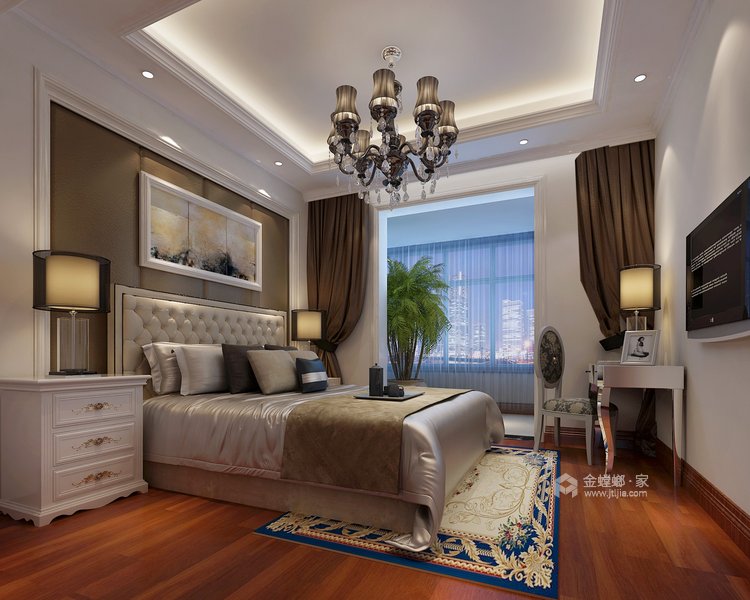 150平美式风格装修 浪漫的生活住宅-卧室效果图及设计说明