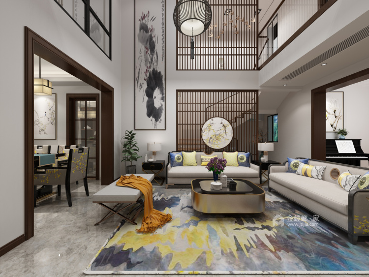 中式大HOUSE 充满幸福的味道-客厅效果图及设计说明