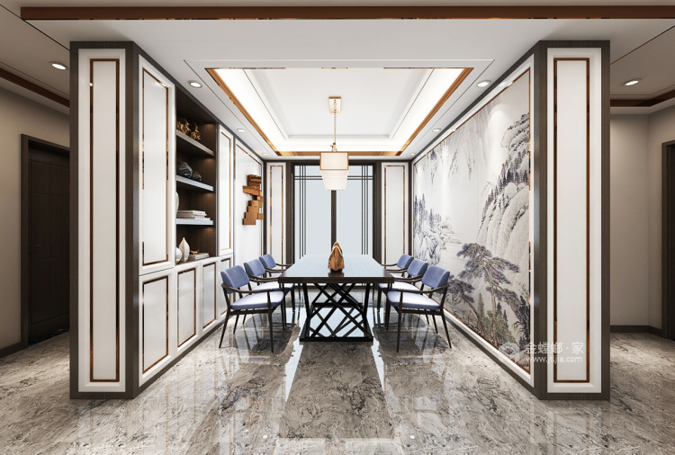 130平新中式风品味时尚、古典、优雅居住空间-餐厅效果图及设计说明