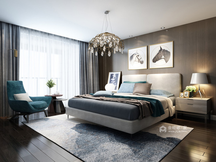 123平温暖现代风文艺范舒适空间-卧室效果图及设计说明