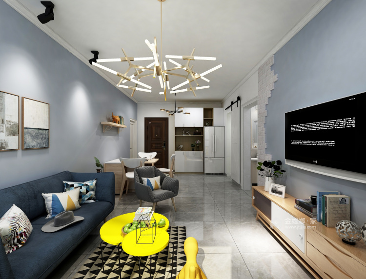 理想的家，满满的清新和舒适-客厅效果图及设计说明