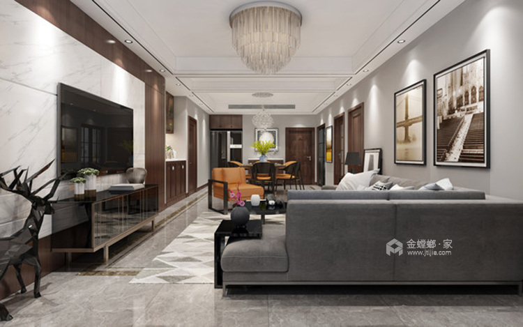 123平温暖现代风文艺范舒适空间-客厅效果图及设计说明
