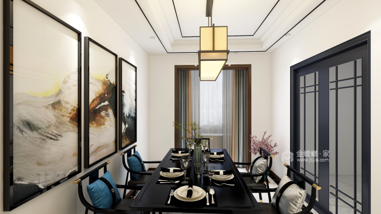 新中式风格，这个家古典又有现代感-餐厅效果图及设计说明