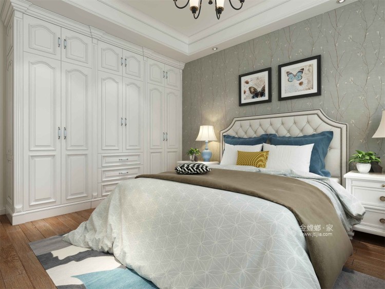 实用和颜值全在线得美式三居室-卧室效果图及设计说明