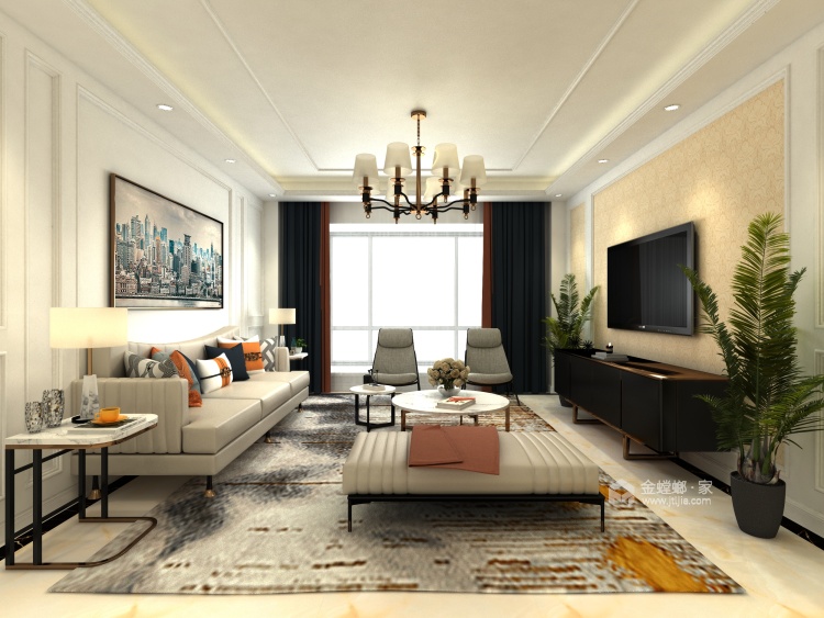 120平简美风格，尽享舒适家居生活-客厅效果图及设计说明