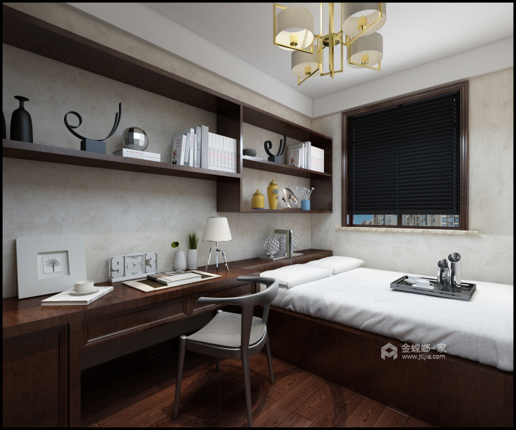 183平咖色新中式风格，古典情调-卧室效果图及设计说明