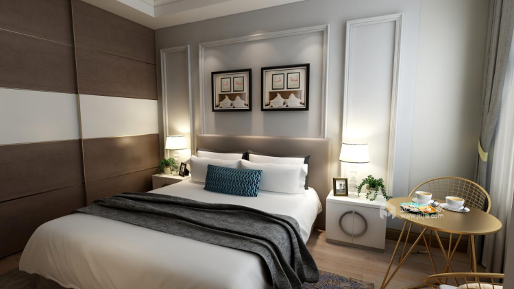 白+浅灰色，打造极具时尚的现代空间-卧室效果图及设计说明