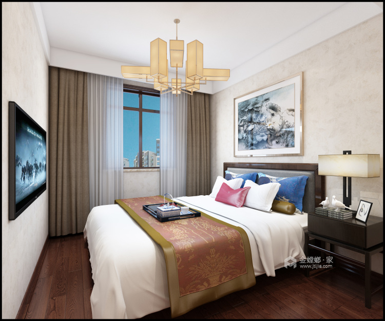 183平咖色新中式风格，古典情调-卧室效果图及设计说明
