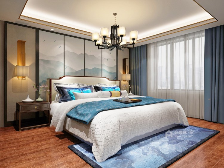 142平新中式，传统风格与现代时尚元素的融合与碰撞-卧室效果图及设计说明